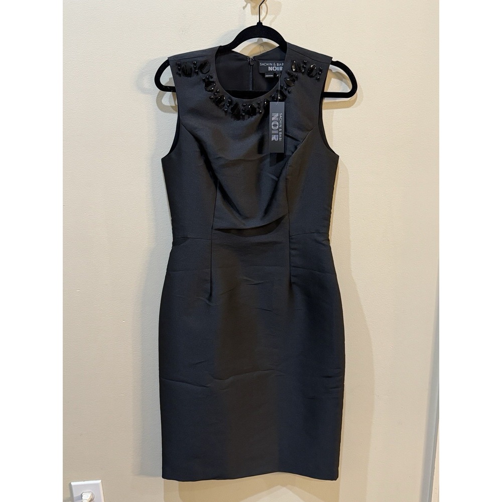 New SACHIN & BABI NOIR Northbook‎ Dress Embellished Jeweled Beaded Onyx Size 10 - Picture 2 of 11